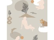 Béžová vliesová tapeta na zeď, ženy na pláži 6503-4, Batabasta, ICH Wallcoverings
