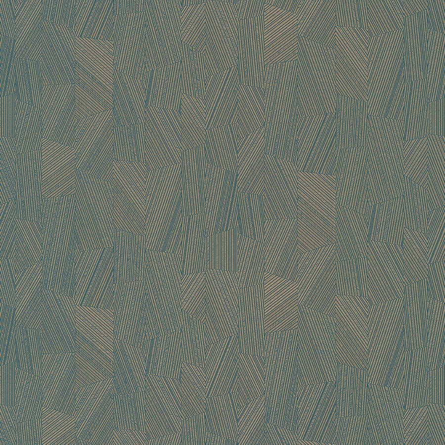 Geometrická modrá vliesová tapeta se zlatými odlesky MU3006 Muse, Grandeco - Vliesové tapety