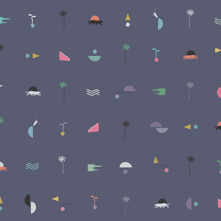 Tapety Yara - Tapety dle materiálu - Vliesové tapety - Tmavě modrá vliesová tapeta s palmami, pantery 6510-3, 106x300cm, Batabasta, ICH Wallcoverings Tmavě modrá vliesová tapeta s palmami, pantery 6510-3, 106x300cm, Batabasta, ICH Wallcoverings - Vliesové tapety