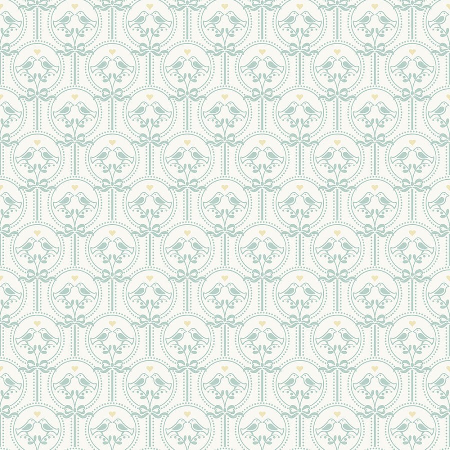 Zelená vliesová dětská tapeta na zeď - ptáčci, mašličky JS3202, Jack´N Rose 2024 , Grandeco - Vliesové tapety