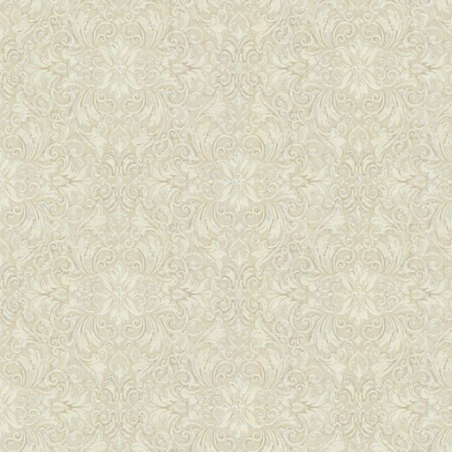 Luxusní béžová tapeta se stříbrným květinovým ornamentem 73006, Ambrosia, Emiliana Parati - Tapety na zeď