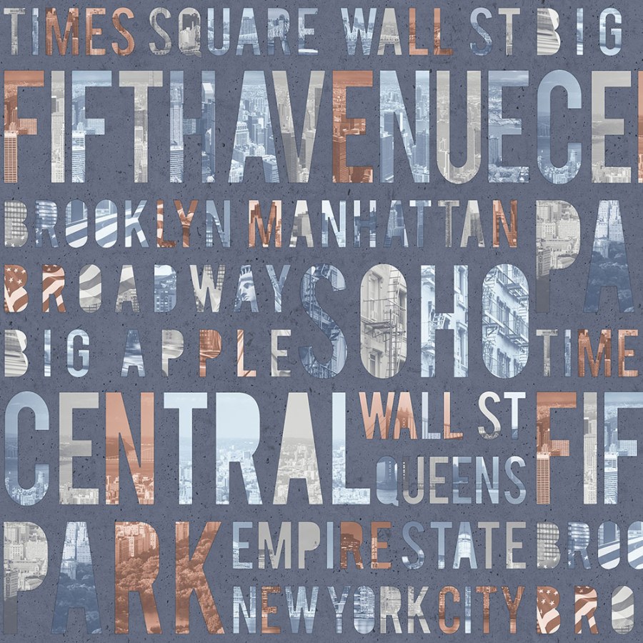 Vliesová modrá omyvatelná tapeta - nápisy - M50891D, Loft, Ugépa - Vliesové tapety