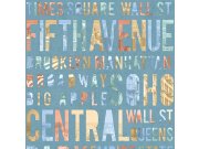 Vliesová tyrkysová omyvatelná tapeta - nápisy - M50804, Loft, Ugépa