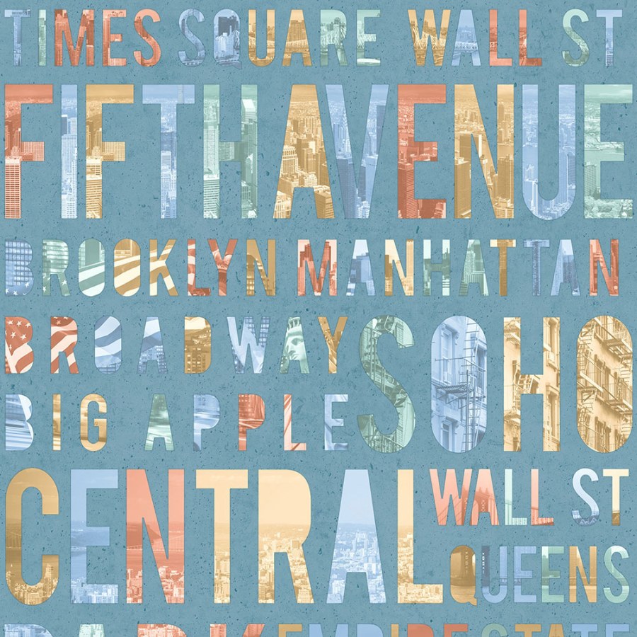 Vliesová tyrkysová omyvatelná tapeta  - nápisy - M50804, Loft, Ugépa