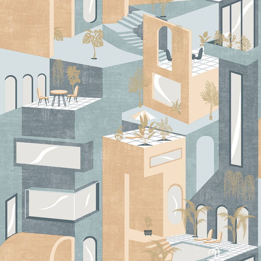 Vliesová grafická tapeta na zeď Město, rostliny M47501, Arty, Ugépa Vliesová grafická tapeta na zeď Město, rostliny M47501, Arty, Ugépa