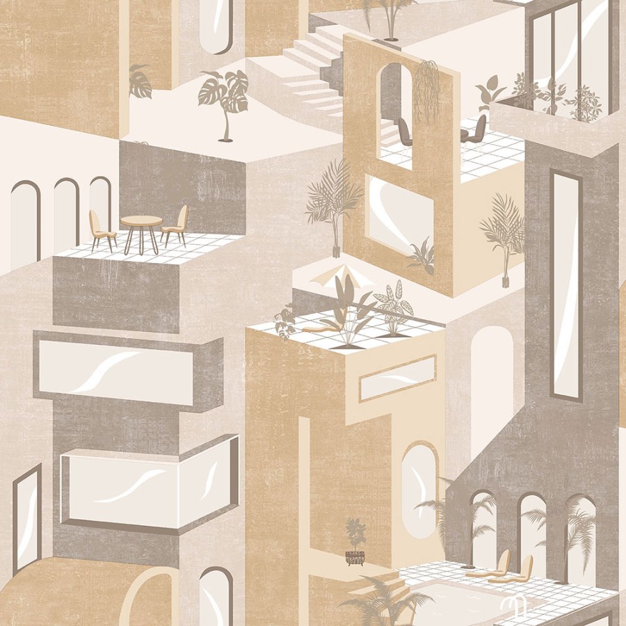 Vliesová grafická tapeta na zeď Město, rostliny M47502, Arty, Ugépa - Vliesové tapety