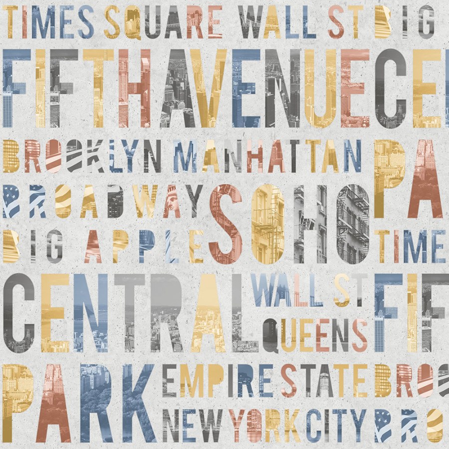 Vliesová šedá omyvatelná tapeta - nápisy - M50889D, Loft, Ugépa - Vliesové tapety