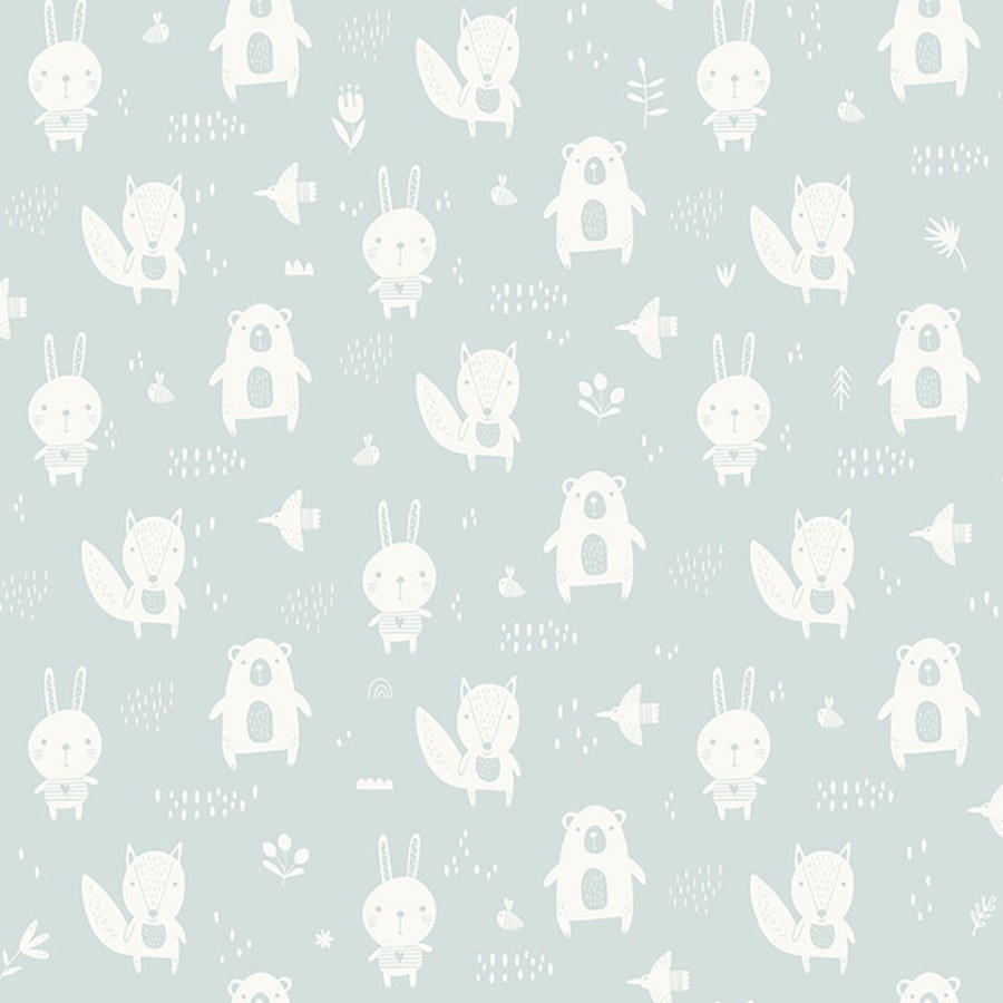 Vliesová mentolově zelená tapeta pro nejmenší děti - lesní zvířátka- L91304, My Kingdom, Ugépa - Vliesové tapety