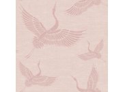 Vliesová růžová tapeta - ptáci, jeřábi - látková textura 347757, Natural Fabrics, Origin