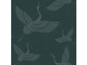 Tapety Yara Origin - Vliesová tapeta - letící ptáci, jeřábi - látková textura 347759, Natural Fabrics, Origin Vliesová tapeta - letící ptáci, jeřábi - látková textura 347759, Natural Fabrics, Origin