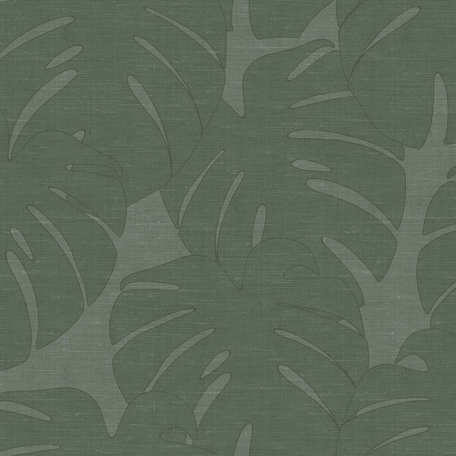 Vliesová zelená tapeta - listy monstery - látková textura 347762, Natural Fabrics, Origin