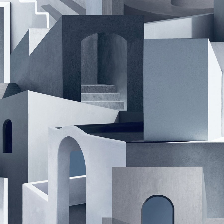 Vliesová modrošedá 3D grafická tapeta na zeď M46801, Arty, Ugépa - Vliesové tapety