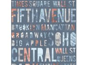 Vliesová modrá omyvatelná tapeta - nápisy - M50801, Loft, Ugépa