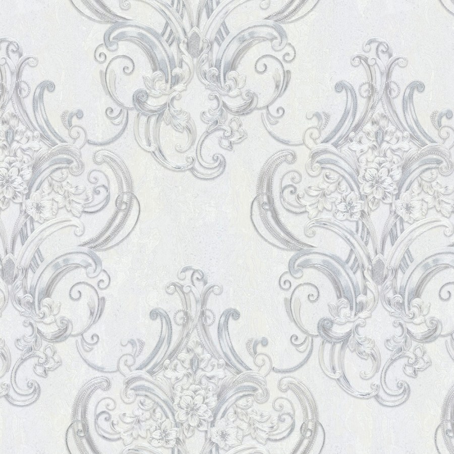 Světle šedá stříbrná luxusní zámecká tapeta na zeď 83420, Mirabilia, Emiliana Parati