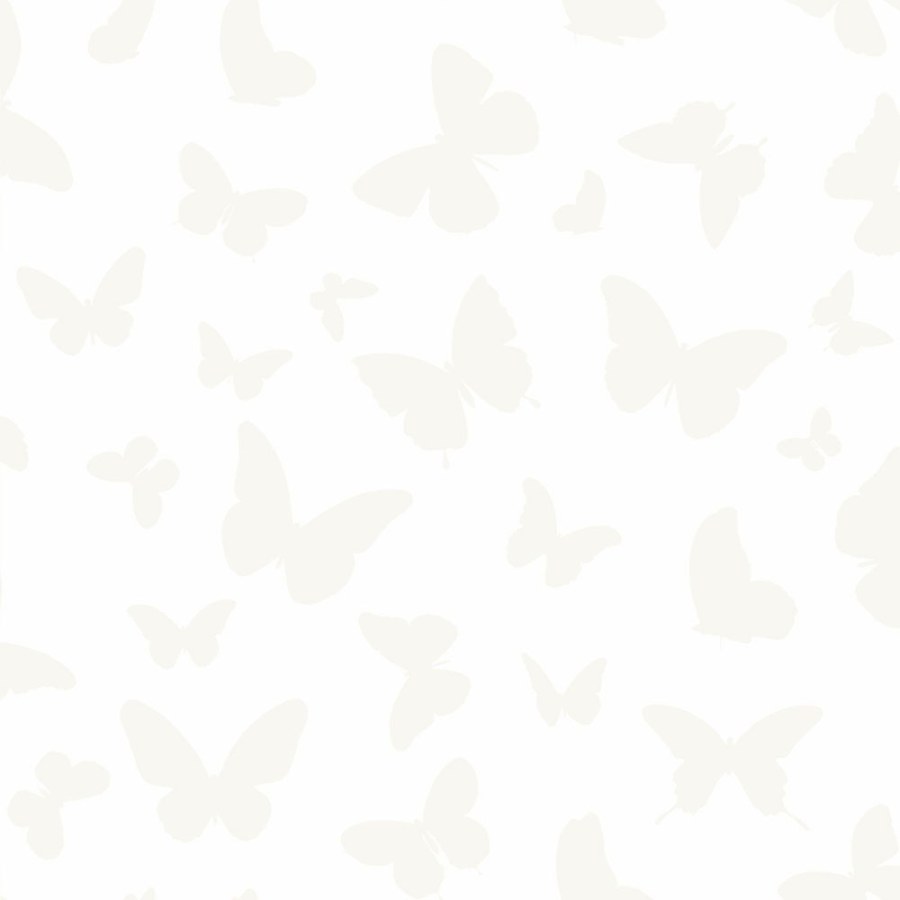 Bílá vliesová tapeta s motýly 347690, Precious, Origin - Tapety na zeď