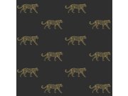 Černá vliesová tapeta se zlatými leopardy 347686, City Chic, Precious, Origin