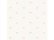 Metalická vliesová tapeta s růžovými korunkami - 347702, Precious, Origin