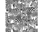 Vliesová černobílá tapeta se zebrami 139155, Paradise, Esta Home