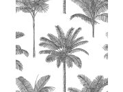 Vliesová černobílá tapeta s palmami 139162, Paradise, Esta Home