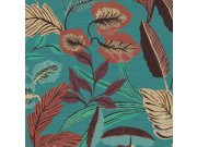 Tyrkysová vliesová tapeta na zeď, listy, 121156, Solace, Superfresco Easy