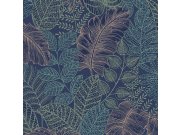 Modrá vliesová tapeta na zeď, listy, 122422, Solace, Superfresco Easy