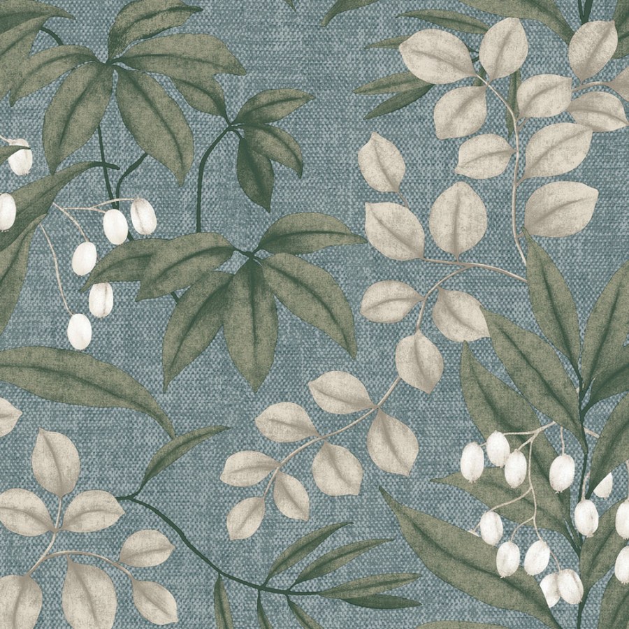 Modrá vliesová tapeta s větvičkami a listy, 122412, Solace, Superfresco Easy - Vliesové tapety