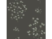Tmavě šedá vliesová tapeta s rozkvetlými větvičkami 148737, Blush, Esta Home
