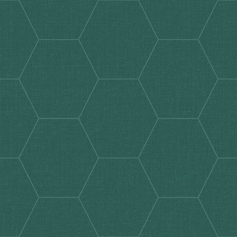 Geometrická vliesová tapeta na zeď zelená s hexagony 148752, Blush, Esta Home - Tapety na zeď
