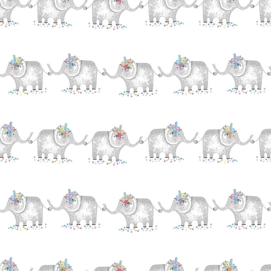 Papírová dětská tapeta na zeď se sloníky 3351-1, Oh lala, ICH Wallcoverings - Papírové tapety