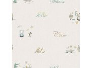 Papírová dětská tapeta se zvířátky a nápisy 3353-1, Oh lala, ICH Wallcoverings