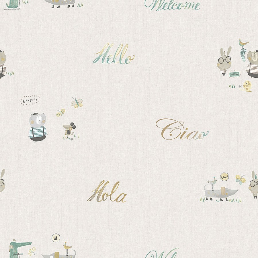 Papírová dětská tapeta se zvířátky a nápisy 3353-1, Oh lala, ICH Wallcoverings - Papírové tapety
