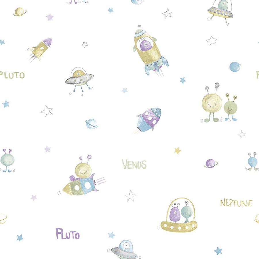 Papírová dětská tapeta na zeď Vesmír 3355-1, Oh lala, ICH Wallcoverings - Papírové tapety