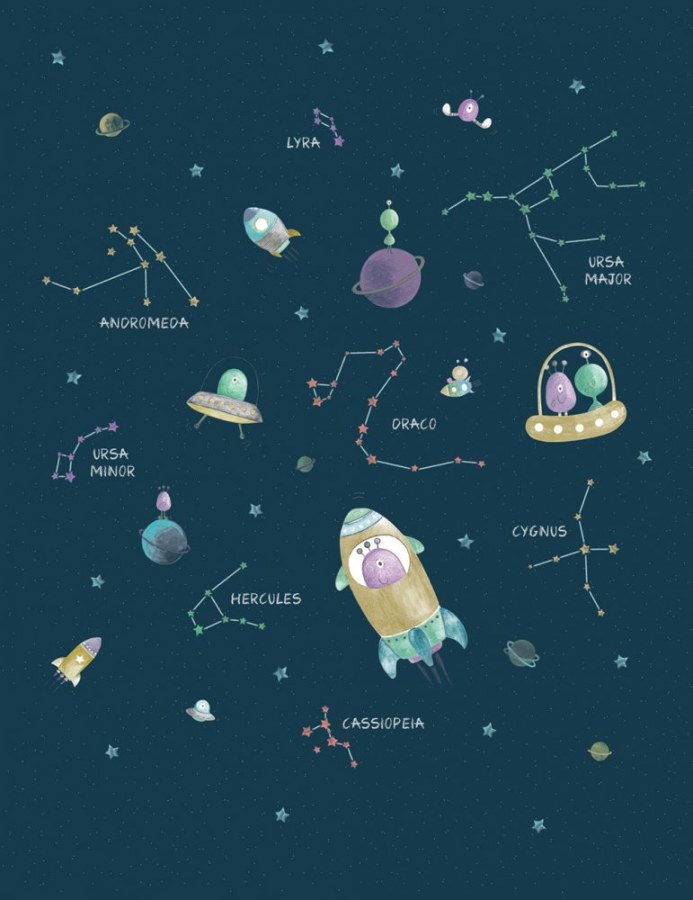 Dětská vliesová obrazová tapeta Vesmír 3552-1, 212 x 275 cm, Oh lala, ICH Wallcoverings - Vliesové tapety