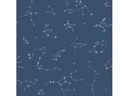 Modrá papírová tapeta na zeď Souhvězdí 3361-1, Oh lala, ICH Wallcoverings