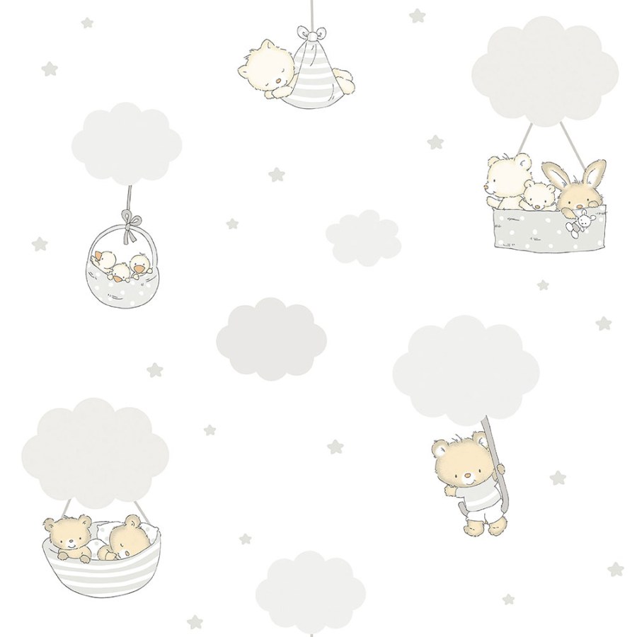 Papírová dětská tapeta se zvířátky na obláčcích 452-1, Pippo, ICH Wallcoverings