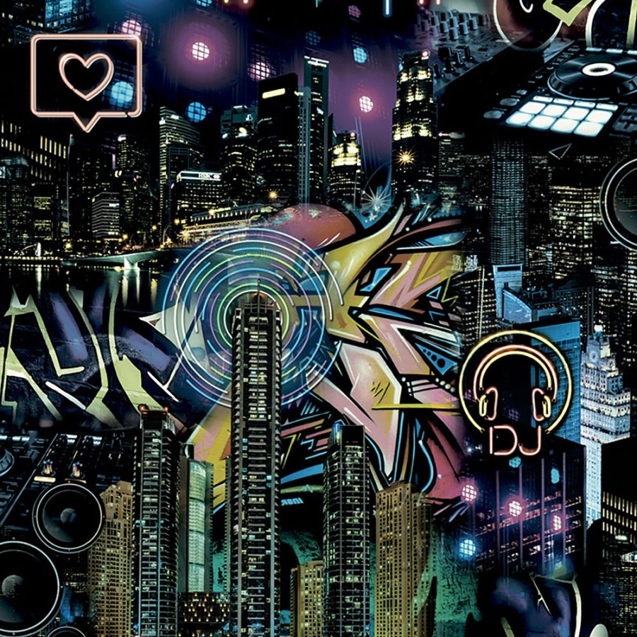 Speciální "svítící" vliesová tapeta na zeď Noční město GV24226, Good Vibes, Decoprint - Vliesové tapety