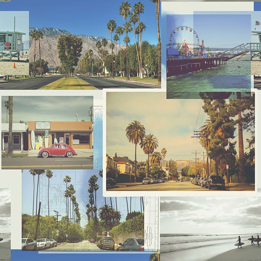 Kolážová vliesová tapeta na zeď, California GV24228, Good Vibes, Decoprint - Vliesové tapety