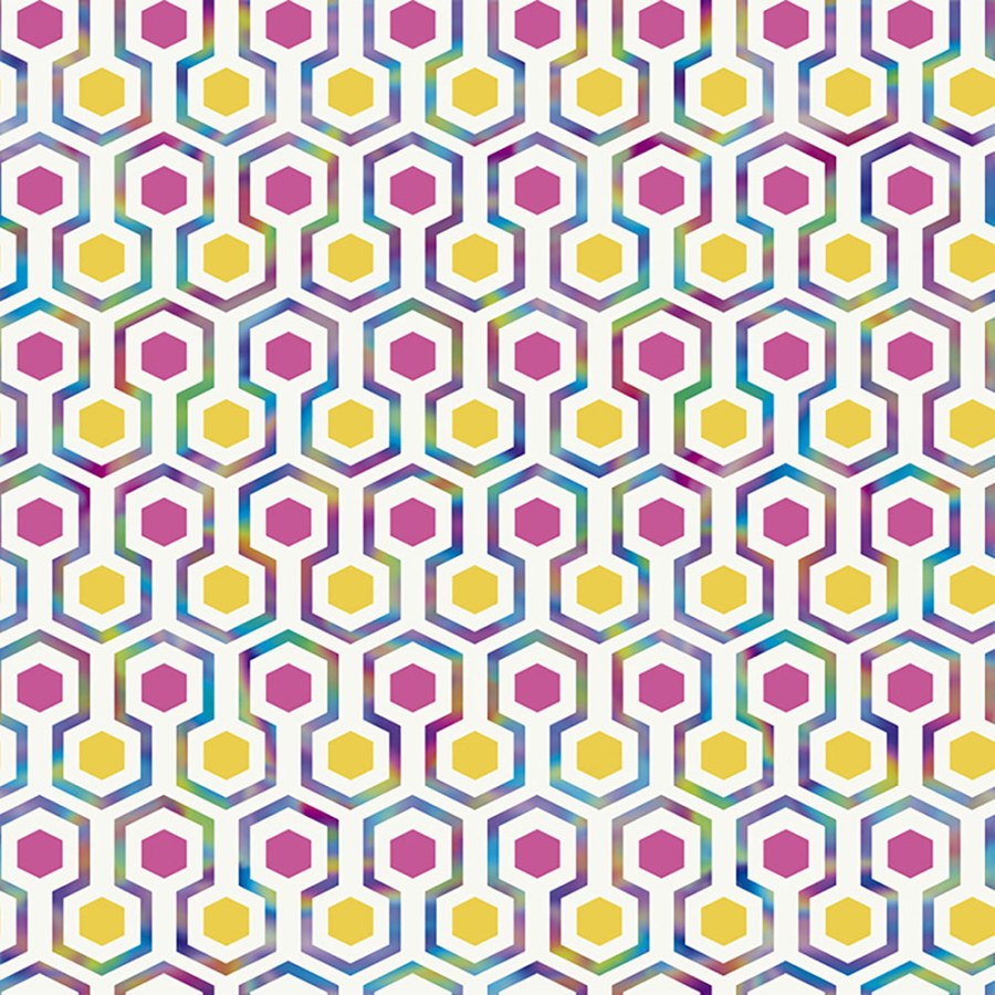 Geometrická vliesová tapeta s barevnými hexagony GV24290, Good Vibes, Decoprint - Vliesové tapety