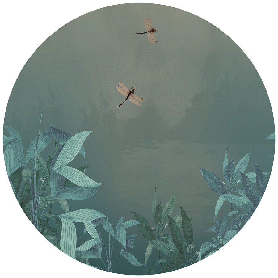 Předklížená kruhová vliesová tapeta na zeď, Vážky, PLC030, Platinum Shapes, Decoprint - Vliesové tapety