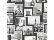 Černobílá vliesová tapeta na zeď Moře 138957, Regatta Crew, Esta Home