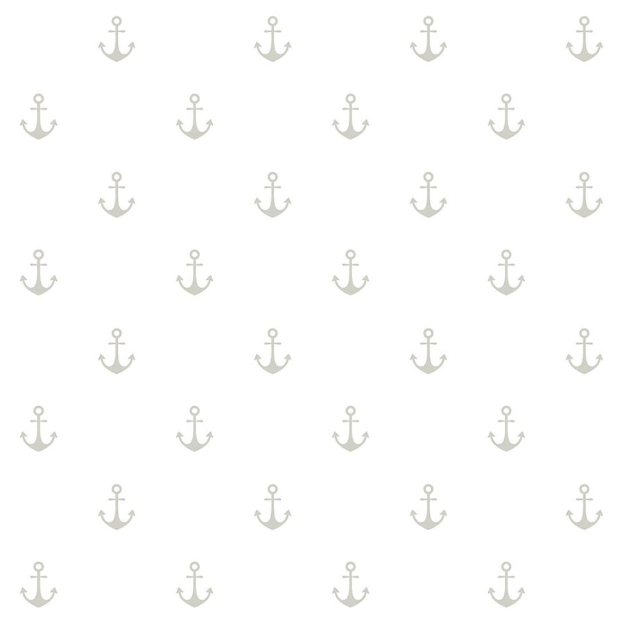 Vliesová tapeta bílá, stříbrné kotvy 138964, Regatta Crew, Esta Home - Tapety na zeď