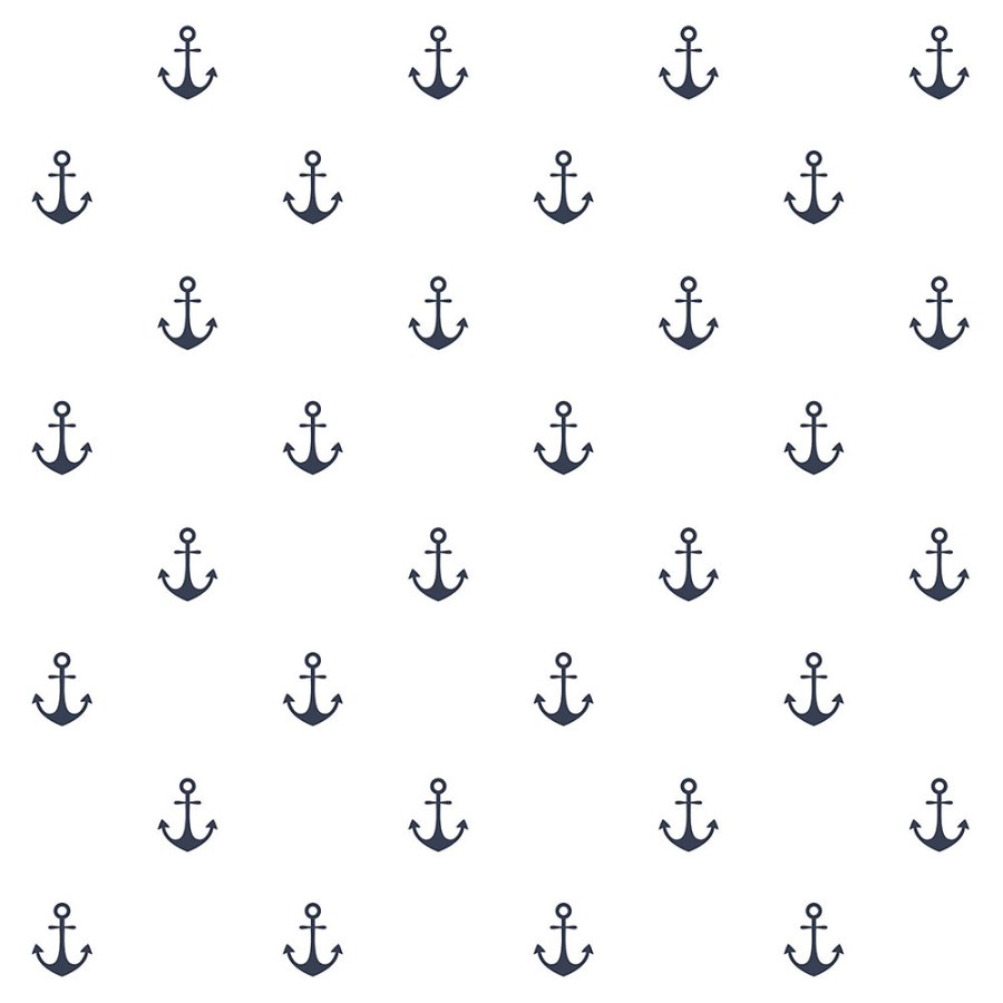 Vliesová tapeta bílá, modré kotvy 138965, Regatta Crew, Esta Home - Tapety na zeď