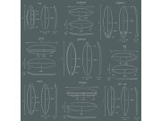 Šedozelená vliesová tapeta s nákresy surfů 128870, Regatta Crew, Esta