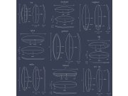 Tmavě modrá vliesová tapeta s nákresy surfů 128871, Regatta Crew, Esta