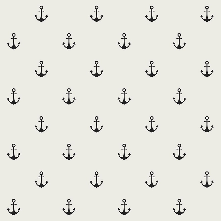 Přírodní vliesová tapeta na zeď, černé kotvy 128873, Regatta Crew, Esta Home - Tapety na zeď