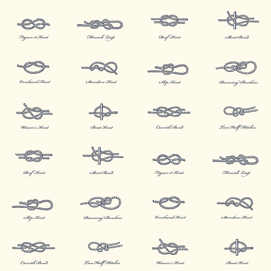 Vliesová tapeta bílá, lana, uzly 136462, Regatta Crew, Esta Home - Tapety na zeď