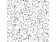 Vliesová tapeta bílá s přístavními razítky 138980, Regatta Crew, Esta Home