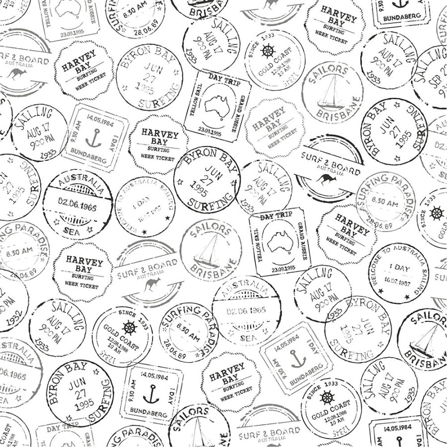 Vliesová tapeta bílá s přístavními razítky 138981, Regatta Crew, Esta Home - Tapety na zeď