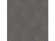 Geometrická vliesová tapeta hnědá s metalickým žíháním EE2104, Elementum, Grandeco