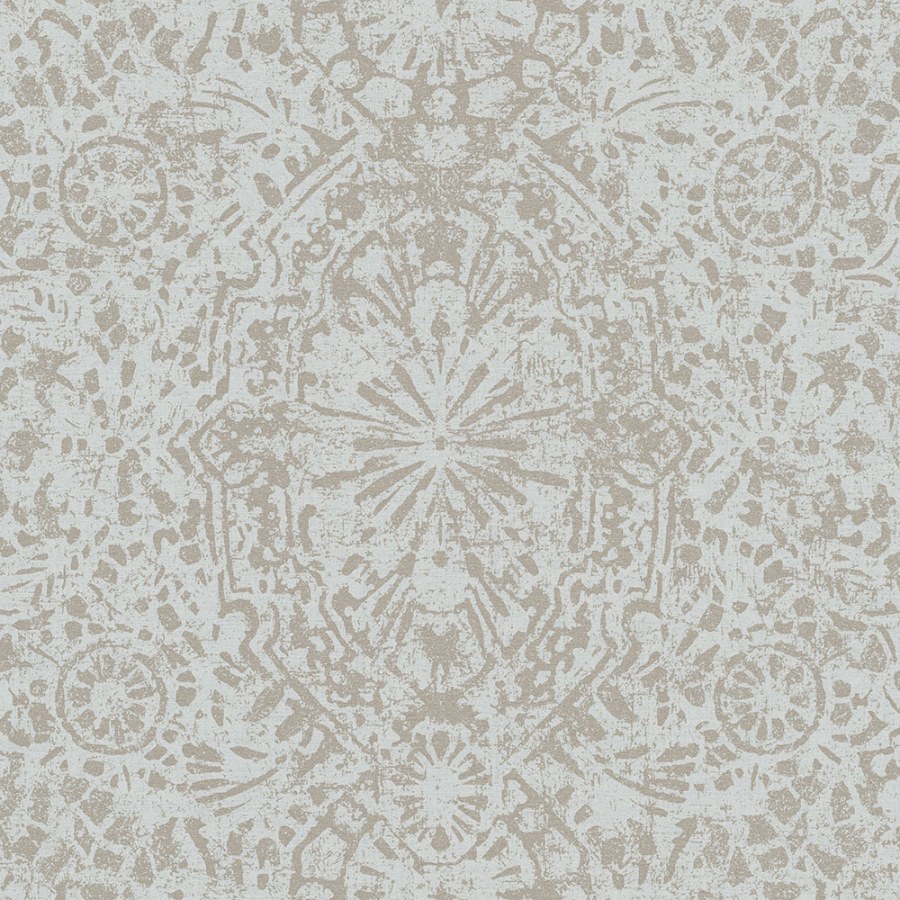 Světlá modro-zelená vliesová tapeta na zeď, zlatý damaškový vzor EE3102, Elementum, Grandeco - Vliesové tapety